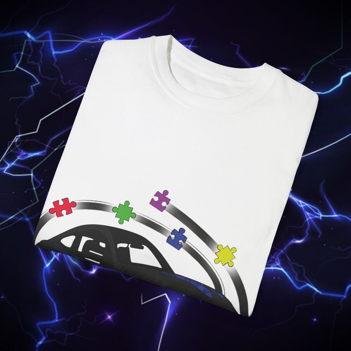 Unisex Autism Awareness T-Shirt with QR Code - Unique Garment-Dyed Tee for Car Lovers