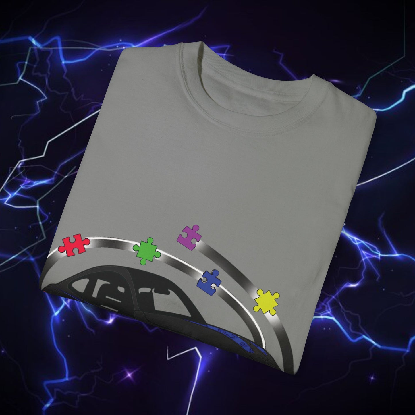 Unisex Autism Awareness T-Shirt with QR Code - Unique Garment-Dyed Tee for Car Lovers