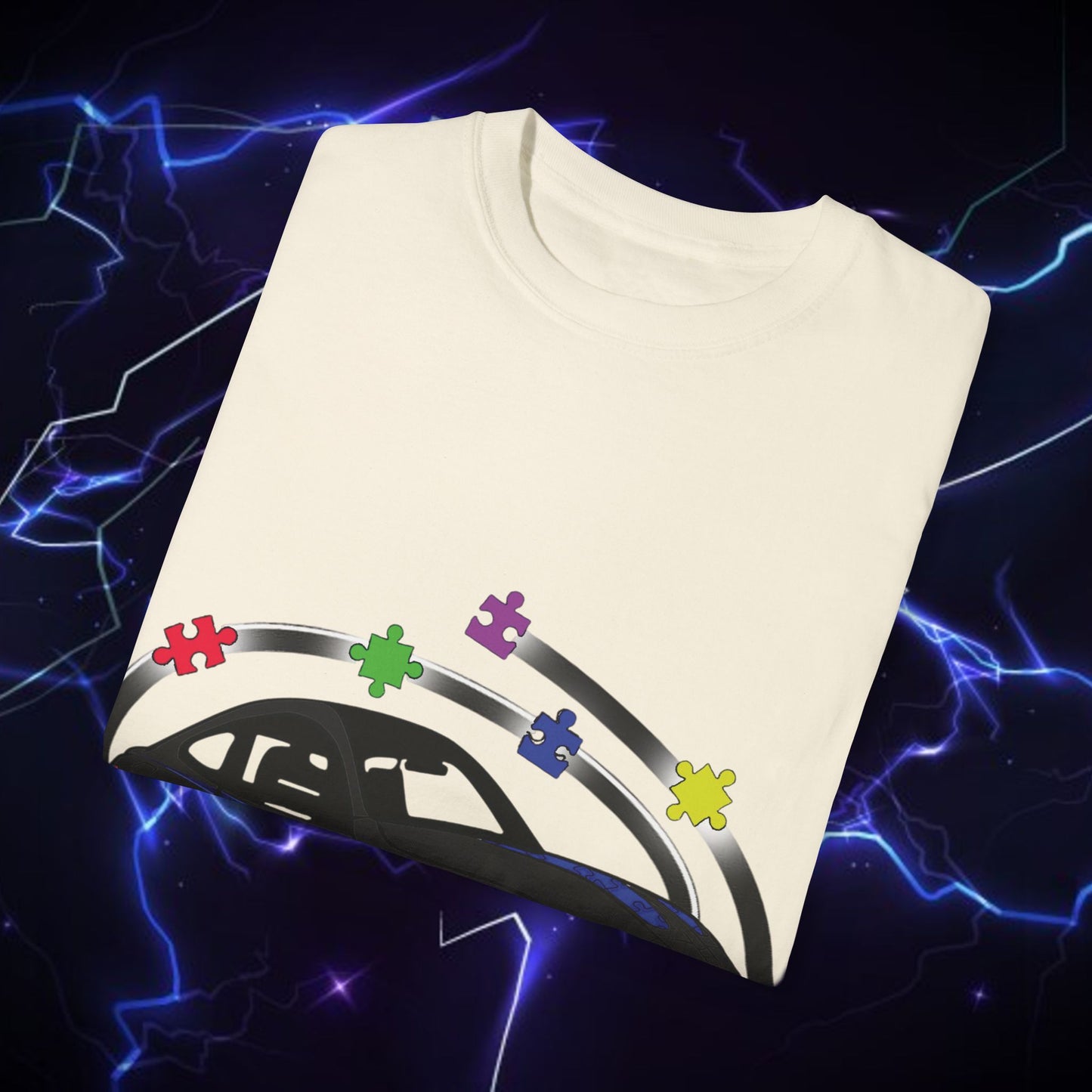 Unisex Autism Awareness T-Shirt with QR Code - Unique Garment-Dyed Tee for Car Lovers
