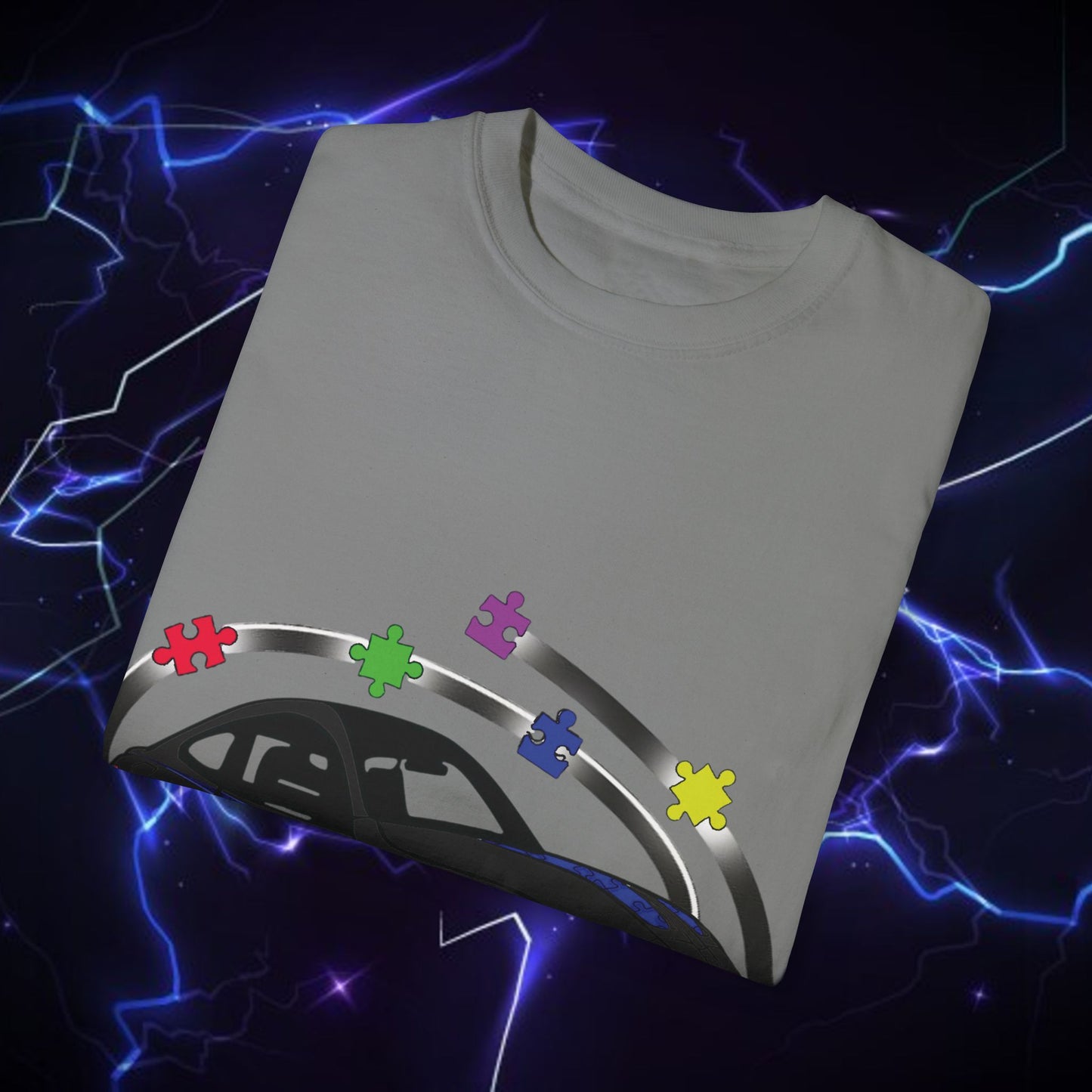 Unisex Autism Awareness T-Shirt with QR Code - Unique Garment-Dyed Tee for Car Lovers